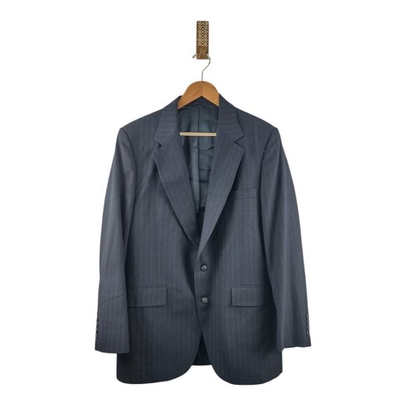Men's Stafford Dark Blue Pinstripe Suit Jacket - Picture 1 of 6